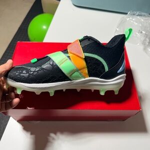 New Balance Boys Black Sneakers with Neon Green and Orange Straps